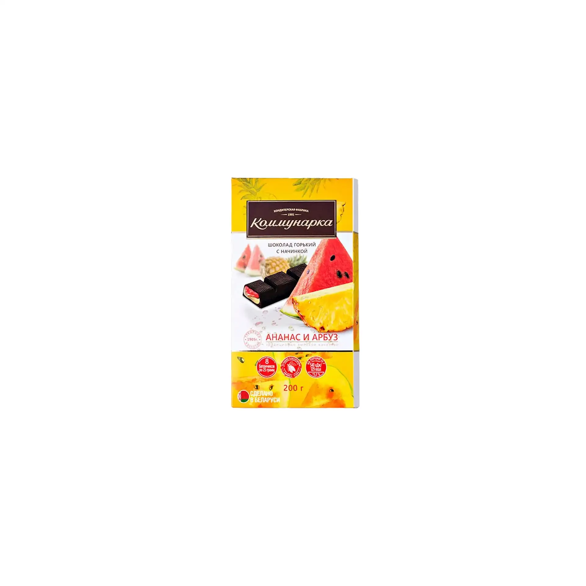 CHOCOLATE BAR W/WATERMELON&PINEAPPLE PUREE 17/200GR KOMMUNARKA N545