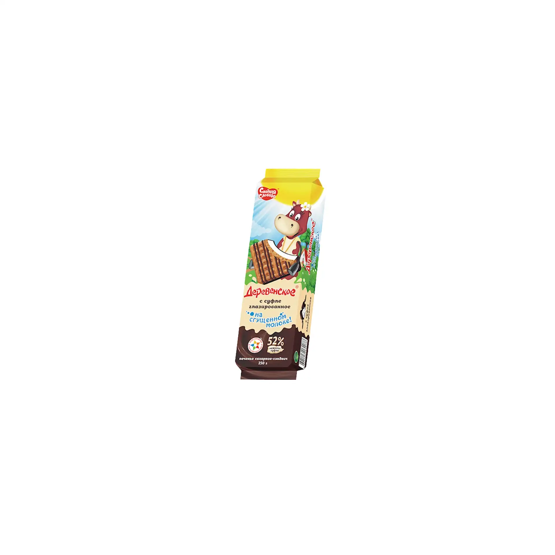 COOKIES DEREVENSKOE W/SOUFFLE CHOCO GLAZED 10/250GR SLADKAYA SLOBODA N11-110/11100