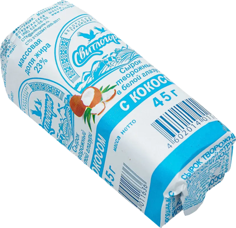 CHEESE BAR COCONUT WHITE GLAZED 23% 24/45GR SVETLOGORYE RUSSIA N390