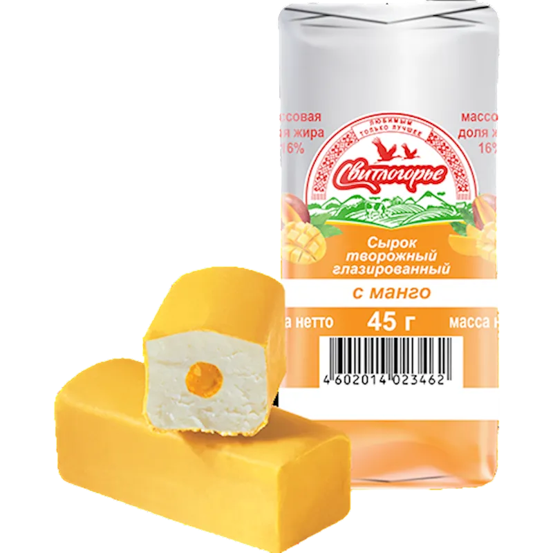 CHEESE BAR MANGO GLAZED 16% 24/45GR SVETLOGORYE RUSSIA N23469