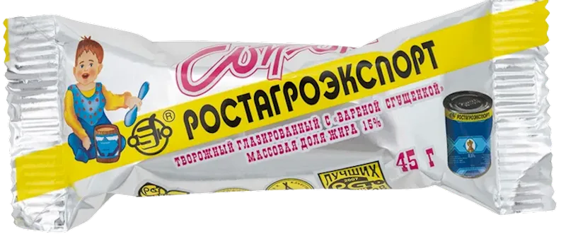 CHEESE BAR W/BOILED CONDENSED MILK GLAZED 20/45GR ROSTAGROEXPORT N9903