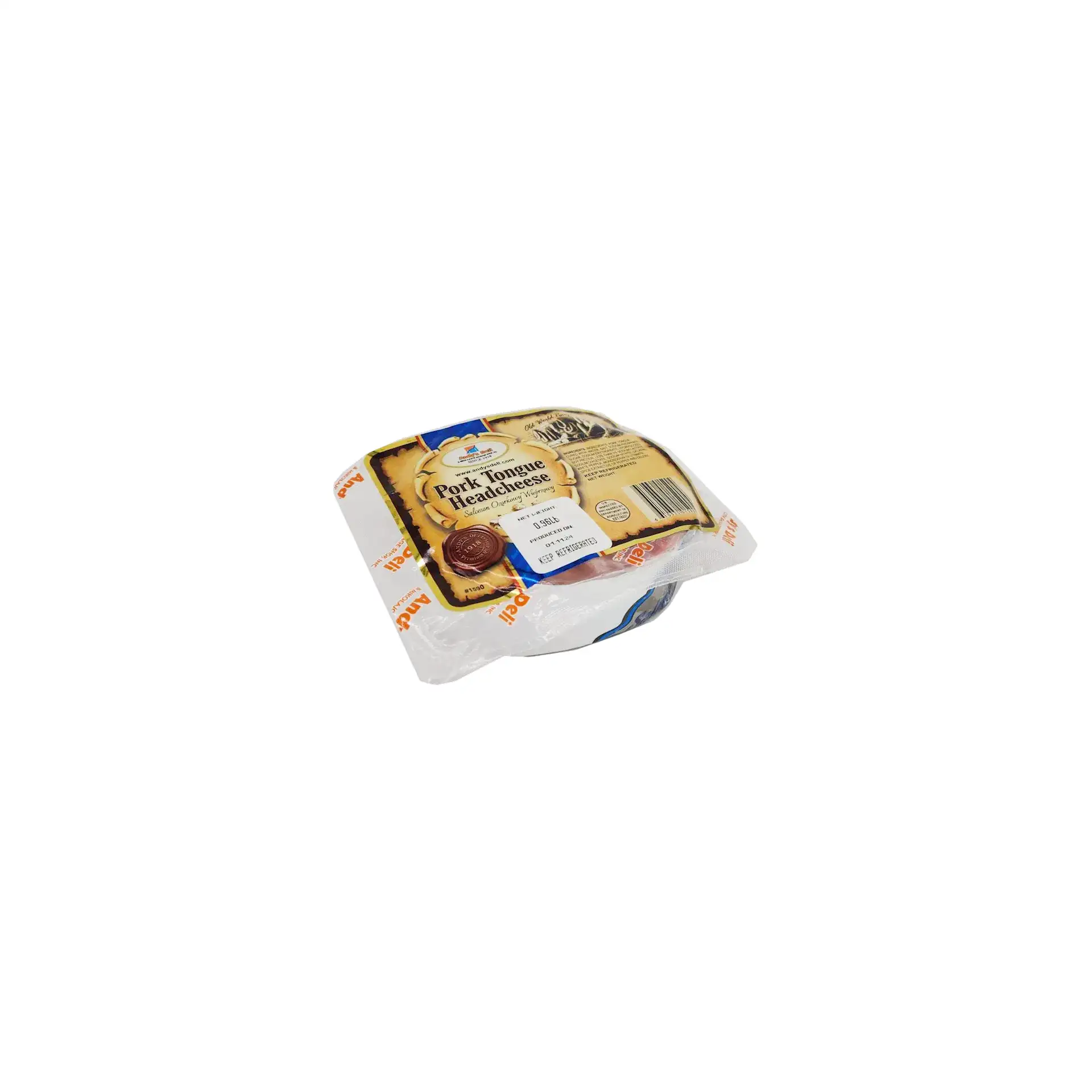 HEADCHEESE PORK TONGUE CHUNK/ SALCESON OZORKOWY JASNY 1/1LB PRE PACK ANDY'S N1590