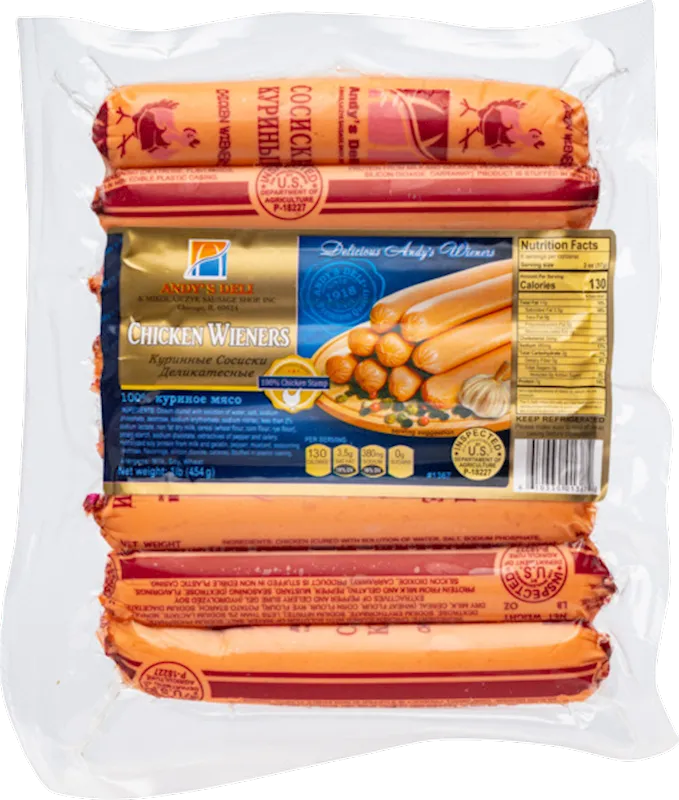 D- WIENERS CHICKEN 1LB V/P / PAROWKI Z KURY 40/40LB PRE PACK ANDY'S N1367/91004 R