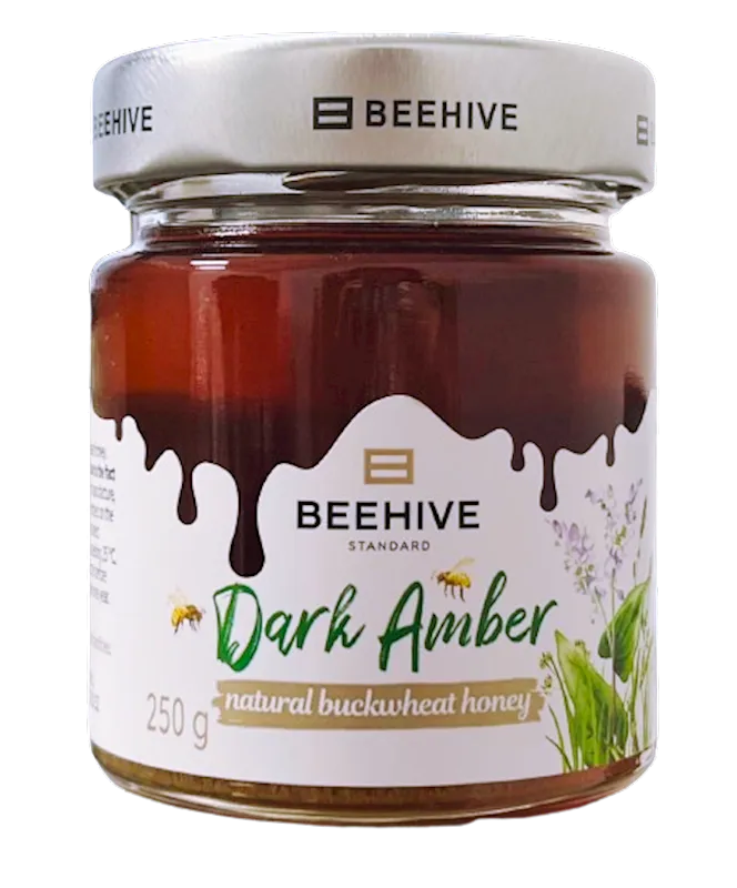 HONEY NATURAL BUCKWHEAT 8/250GR GLASS BEEHIVE #23 UKRAINE