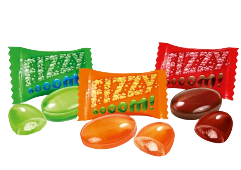 CANDIES LOOSE CARAMEL MIX FIZZY BOOM W/FILLING 7/2.2LB ROSHEN N1862