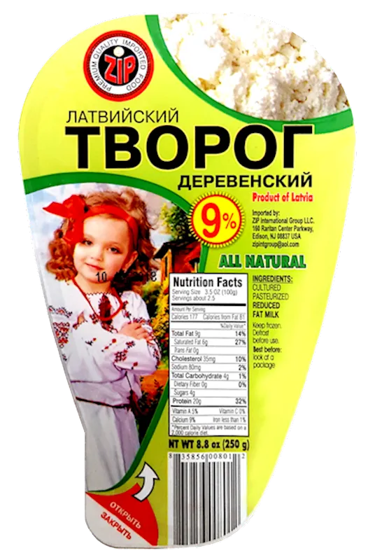 FARMER CHEESE 9% 6/250GR ZIP LATVIA