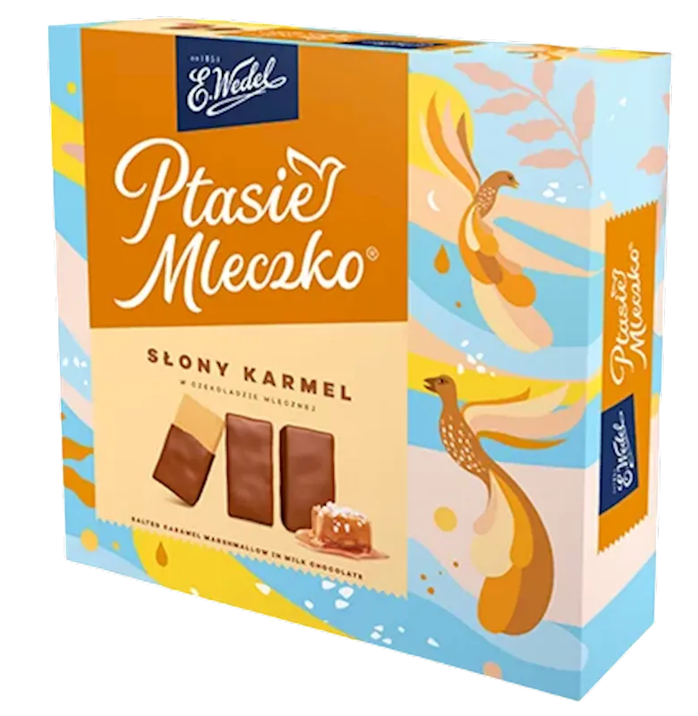 CANDIES BOXED PTASIE MLECZKO MILK CHOCOLATE IN SALTED CARAMEL SHAKE 18/340GR E.WEDEL