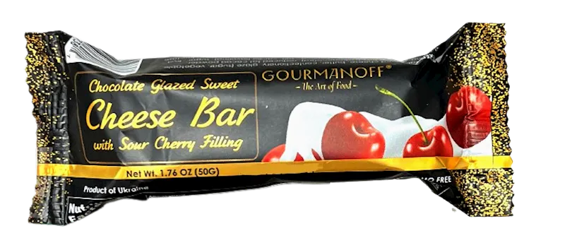 CHEESE BAR CHERRY 26% GLAZED 24/50GR GOURMANOFF N7387