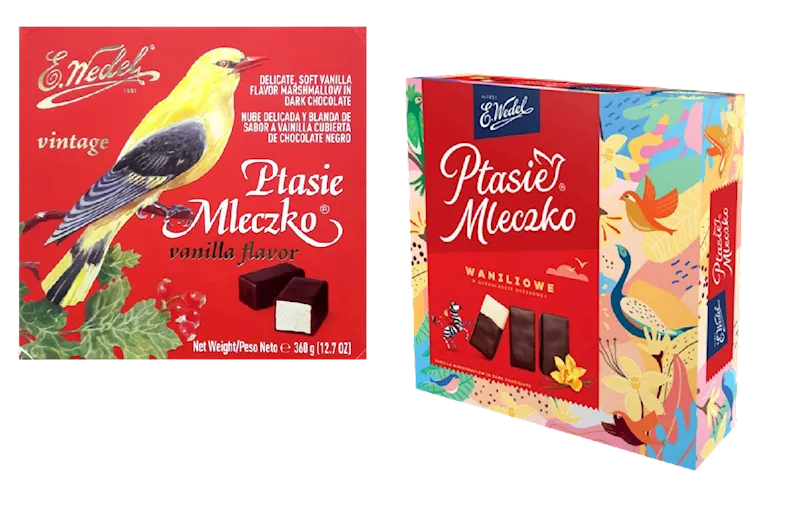 CANDIES BOXED PTASIE MLECZKO VINTAGE VANILLA DARK CHOCO 18/340GR E.WEDEL N2100045