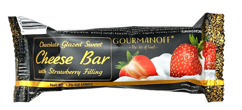 CHEESE BAR STRAWBERRY 26% GLAZED 24/50GR GOURMANOFF N7394