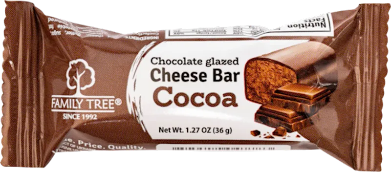 CHEESE BAR COCOA 26% GLAZED 30/36GR FAMILY TREE N7783