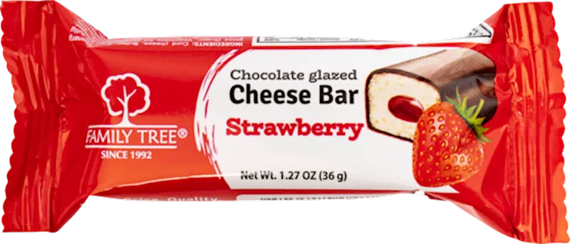 CHEESE BAR STRAWBERRY 26% GLAZED 30/36GR FAMILY TREE N7806