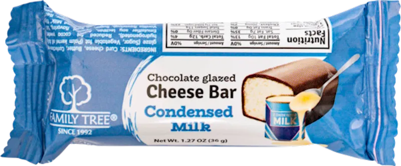 CHEESE BAR CONDENSED MILK 26% GLAZED 30/36GR FAMILY TREE N7813