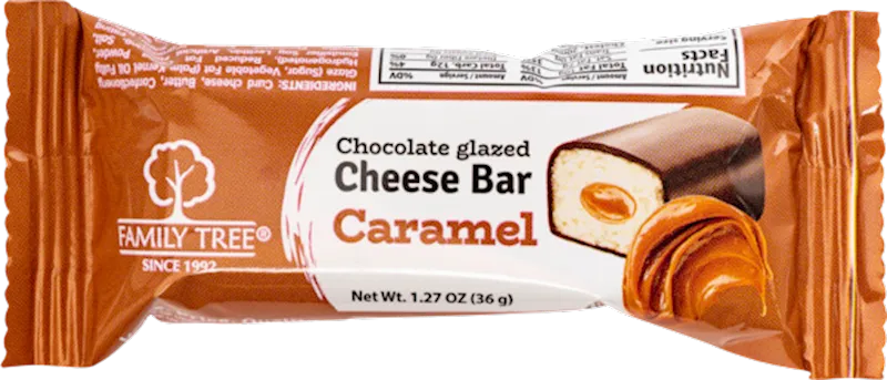 CHEESE BAR CARAMEL 26% GLAZED 30/36GR FAMILY TREE N7820