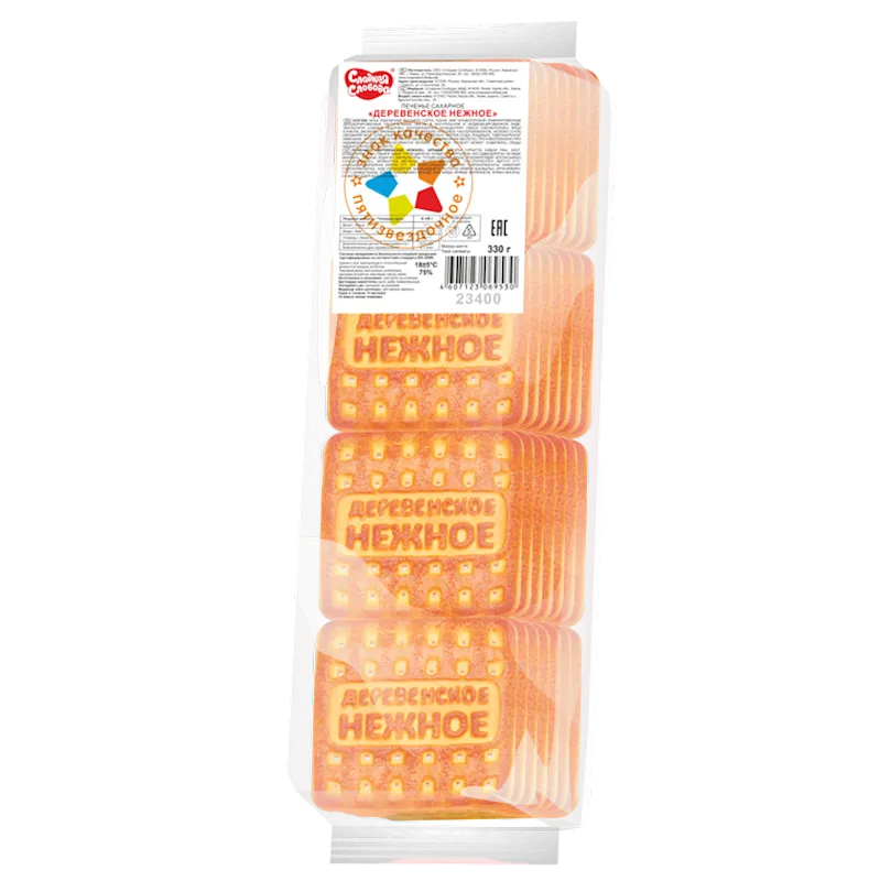 COOKIES SUGAR DEREVENSKOE SUGAR MILK NEZHNOE 18/330GR SLADKAYA SLOBODA N23400 / 23670