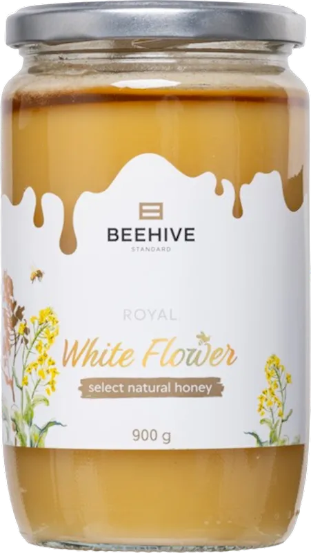 HONEY NATURAL WHITE FLOWERS 6/900GR GLASS BEEHIVE #12 UKRAINE N30481