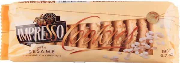 COOKIES IMPRESSO W/SESAME SEEDS 16/190GR SPARTAK N8243