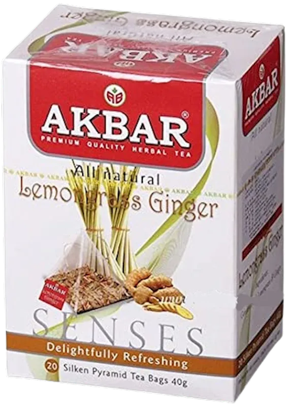 D- TEA  AKBAR HERBAL LEMONGRASS GINGER PYRAMIDS 10/(20X2GR) SRI-LANKA
