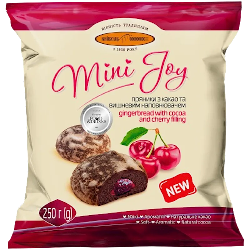 GINGERBREAD W/COCOA&CHERRY FLAVORS 12/250GR MINI JOY UKRAINE N5314
