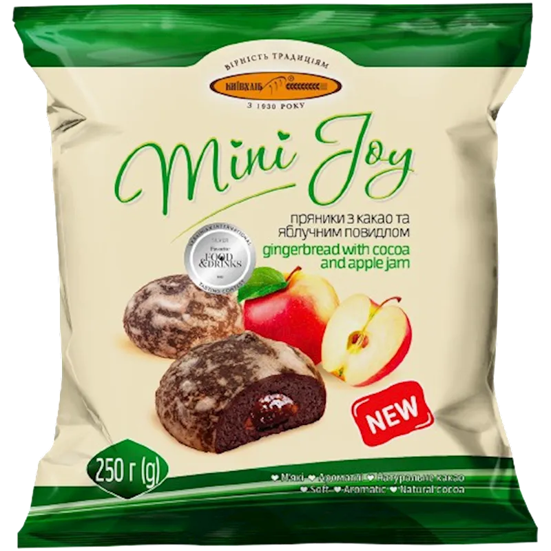GINGERBREAD W/COCOA&APPLE FLAVOR 12/250GR MINI JOY UKRAINE N5550