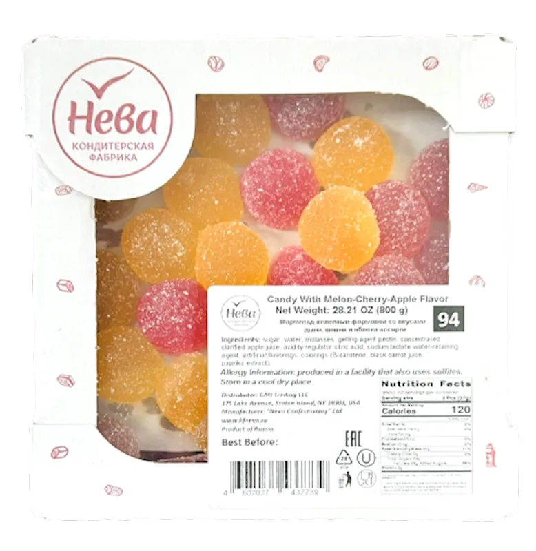 MARMELADE W/MELON&CHERRY&APPLE FLAVOR 1/800GR NEVA N94/159