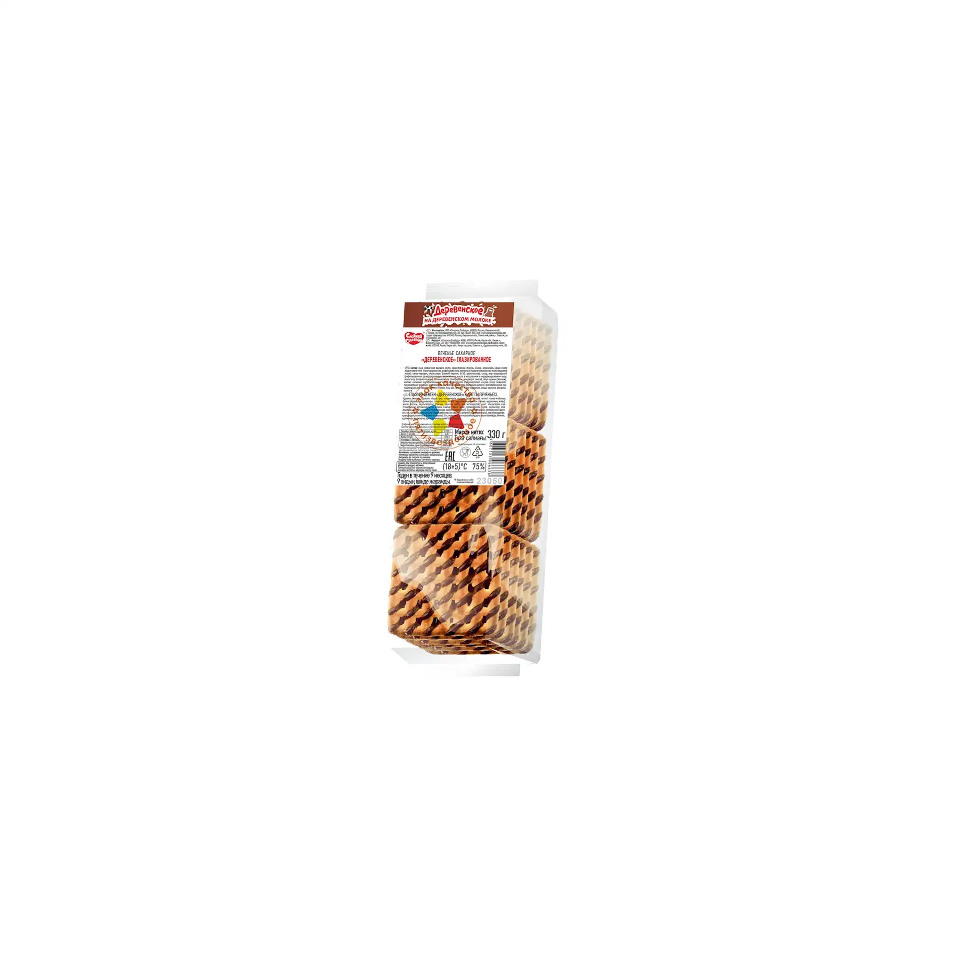COOKIES SUGAR DEREVENSKOE CHOCO GLAZED 14/330GR SLADKAYA SLOBODA N23050