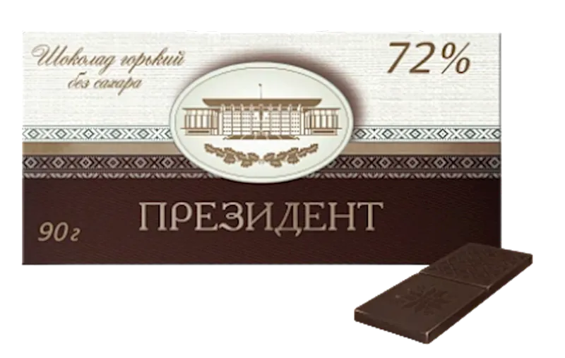 D- CHOCOLATE BAR PRESIDENT BITTER 72% NO SUGAR 20/90GR KOMMUNARKA N434