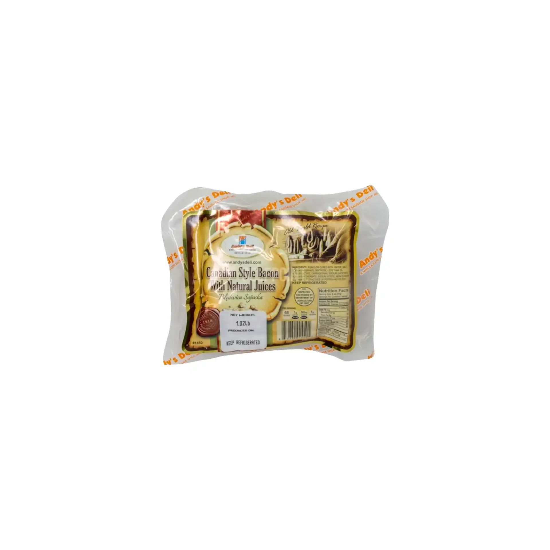 BACON CANADIAN STYLE /POLEDWICA SOPOCKA 30/30LB CHUNK ANDY'S N1450