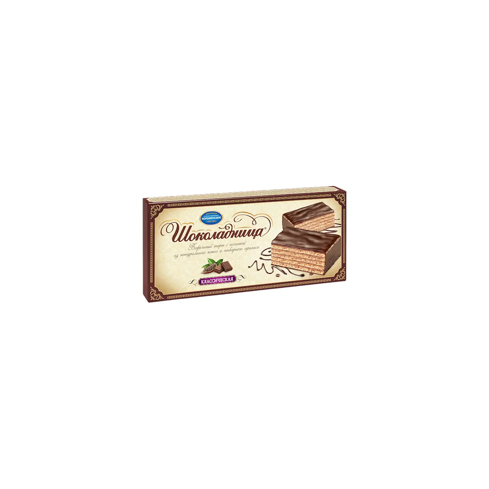 CAKE WAFFLE SHOKOLADNITSA CLASSIC GLAZED 12/240GR KOLOMENSKOE 1109