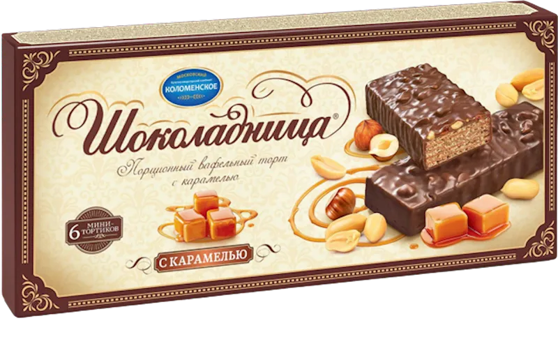 CAKE WAFFLE SHOKOLADNITSA W/CARAMEL GLAZED 20/180GR KOLOMENSKOE 1065