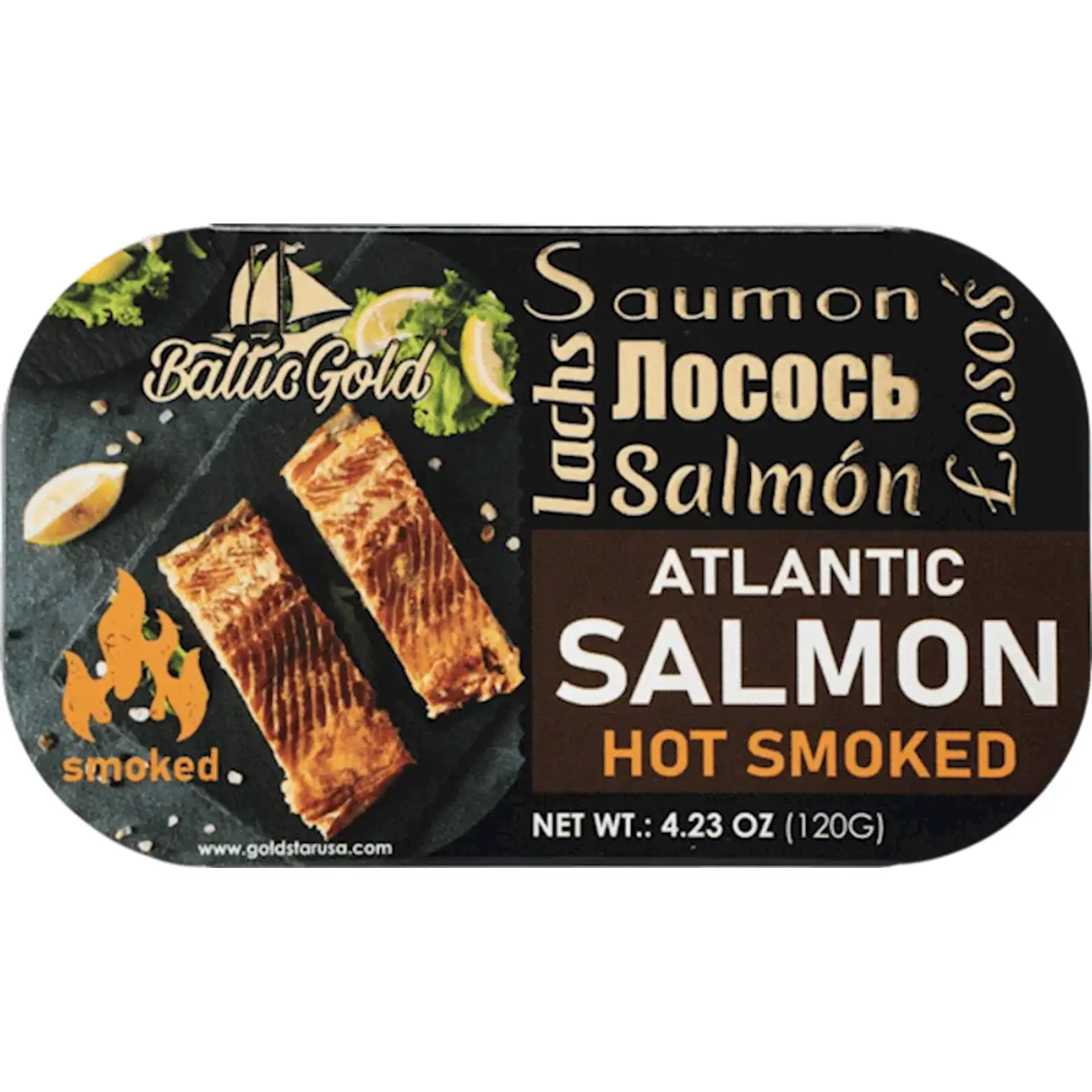 ATLANTIC SALMON HOT SMOKED IN OIL 11/120 GR BALTIC GOLD #5 LATVIA N34005