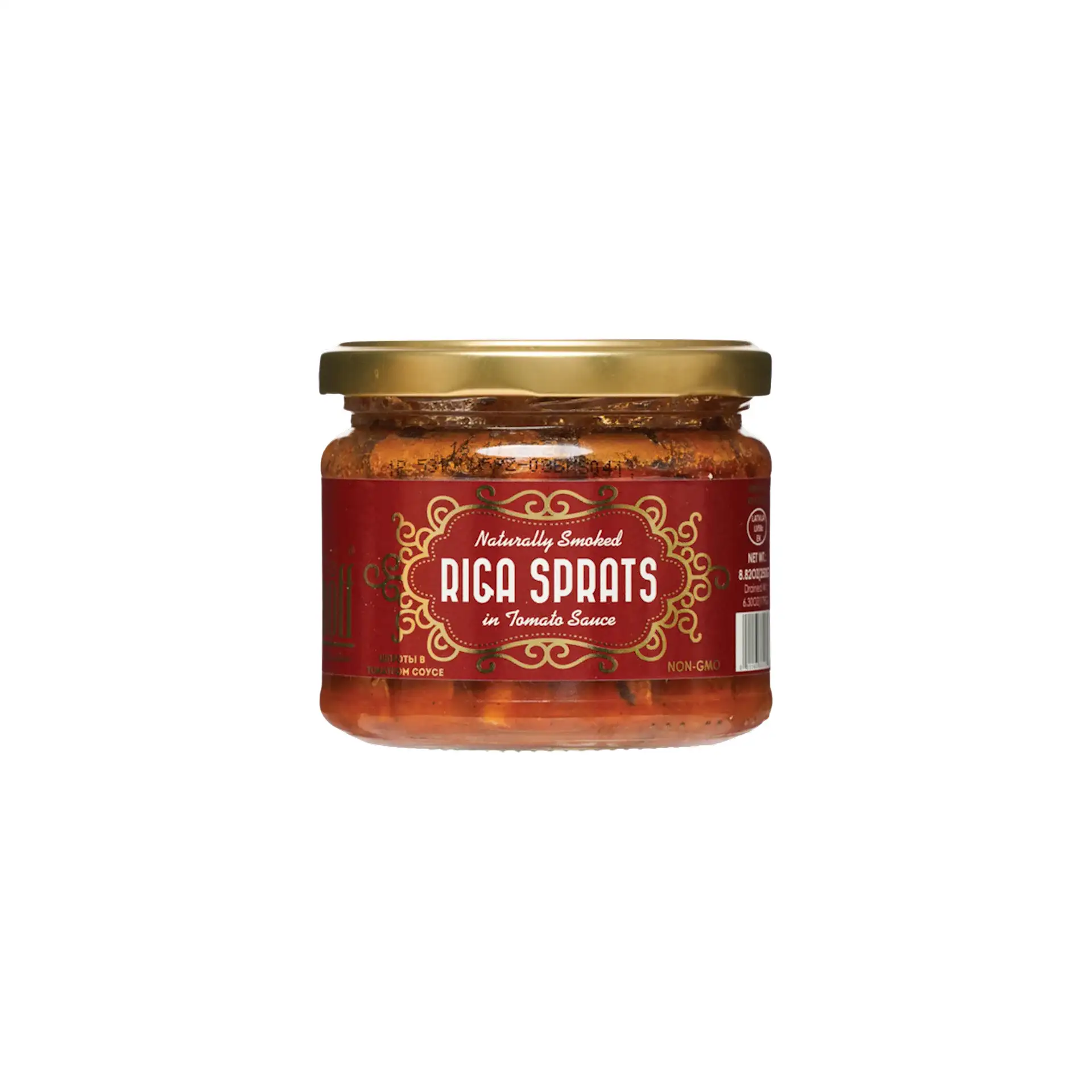 SPRATS IN TOMATO SAUCE 12/250G GLASS GOURMANOFF LATVIA N36016/430