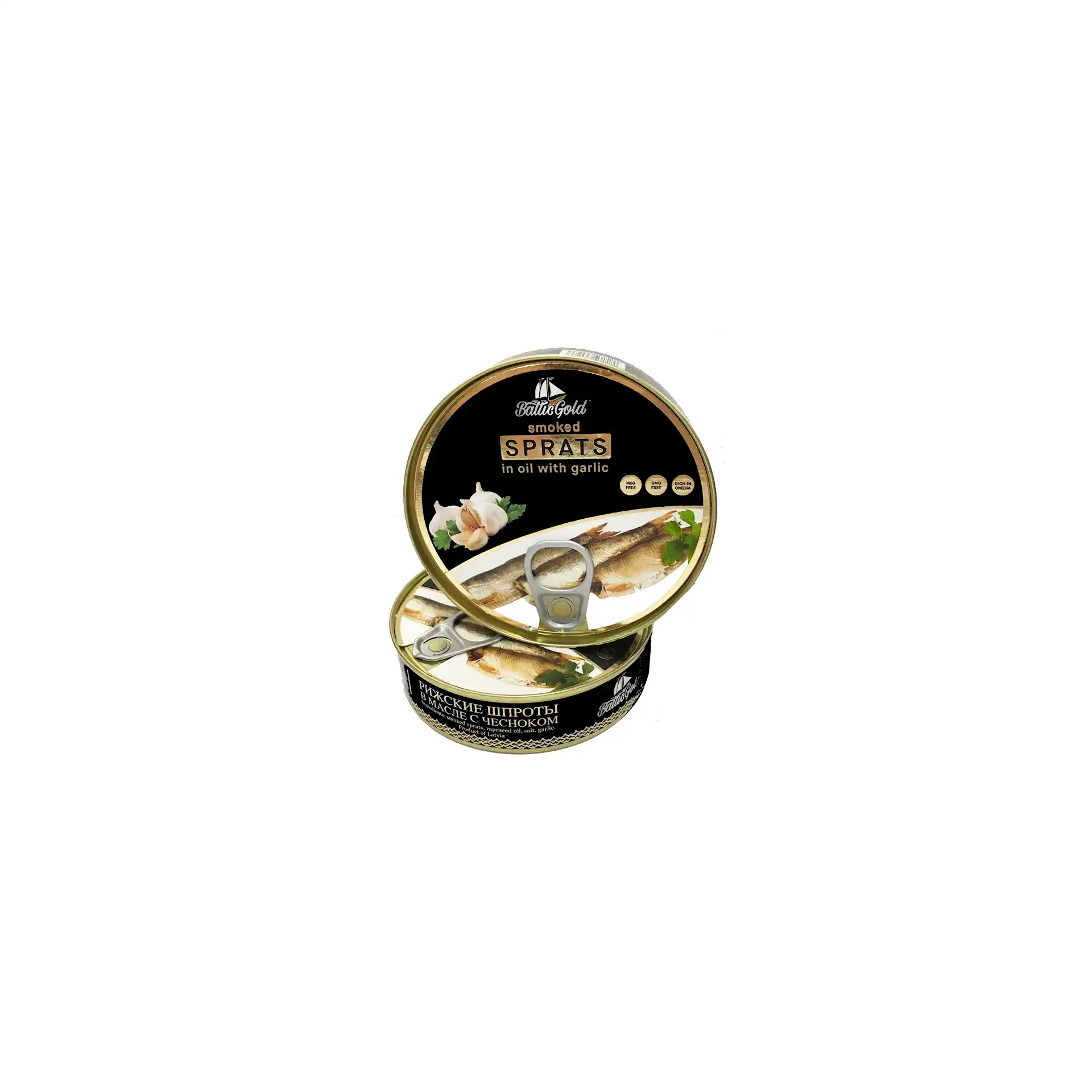 RIGA SPRATS E/O GARLIC 36/160g BALTIC GOLD LATVIA N36003 / 309