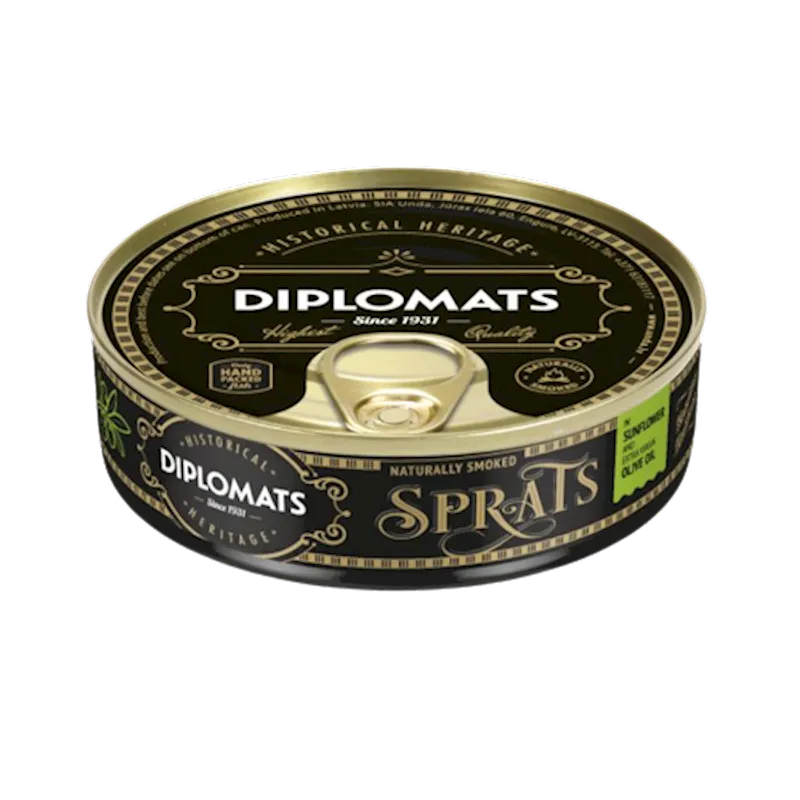 D- SPRATS SMOKED IN OLIVE OIL 36/160GR DIPLOMATS LATVIA N520