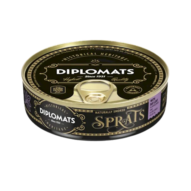 D- SPRATS SMOKED W/BAY LEAF IN OLIVE OIL 36/160GR DIPLOMATS LATVIA N521