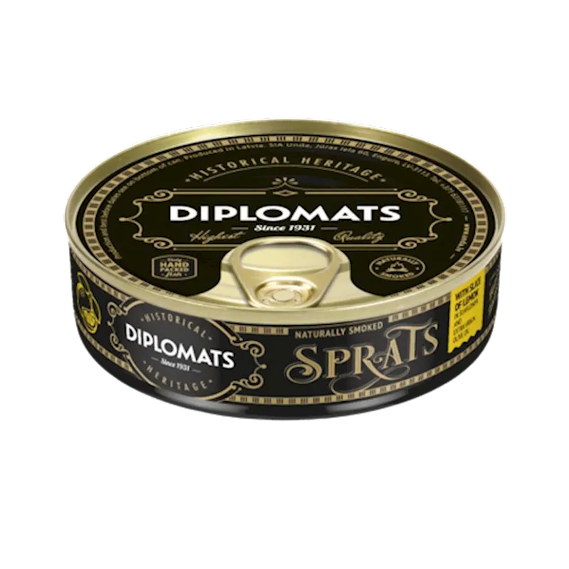 D- SPRATS SMOKED W/LEMON IN OLIVE OIL 36/160GR DIPLOMATS LATVIA N522