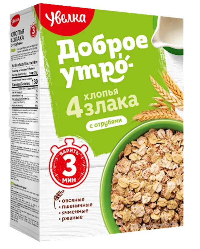 4 GRAINS FLAKES W/BRAN 6/350GR UVELKA N857