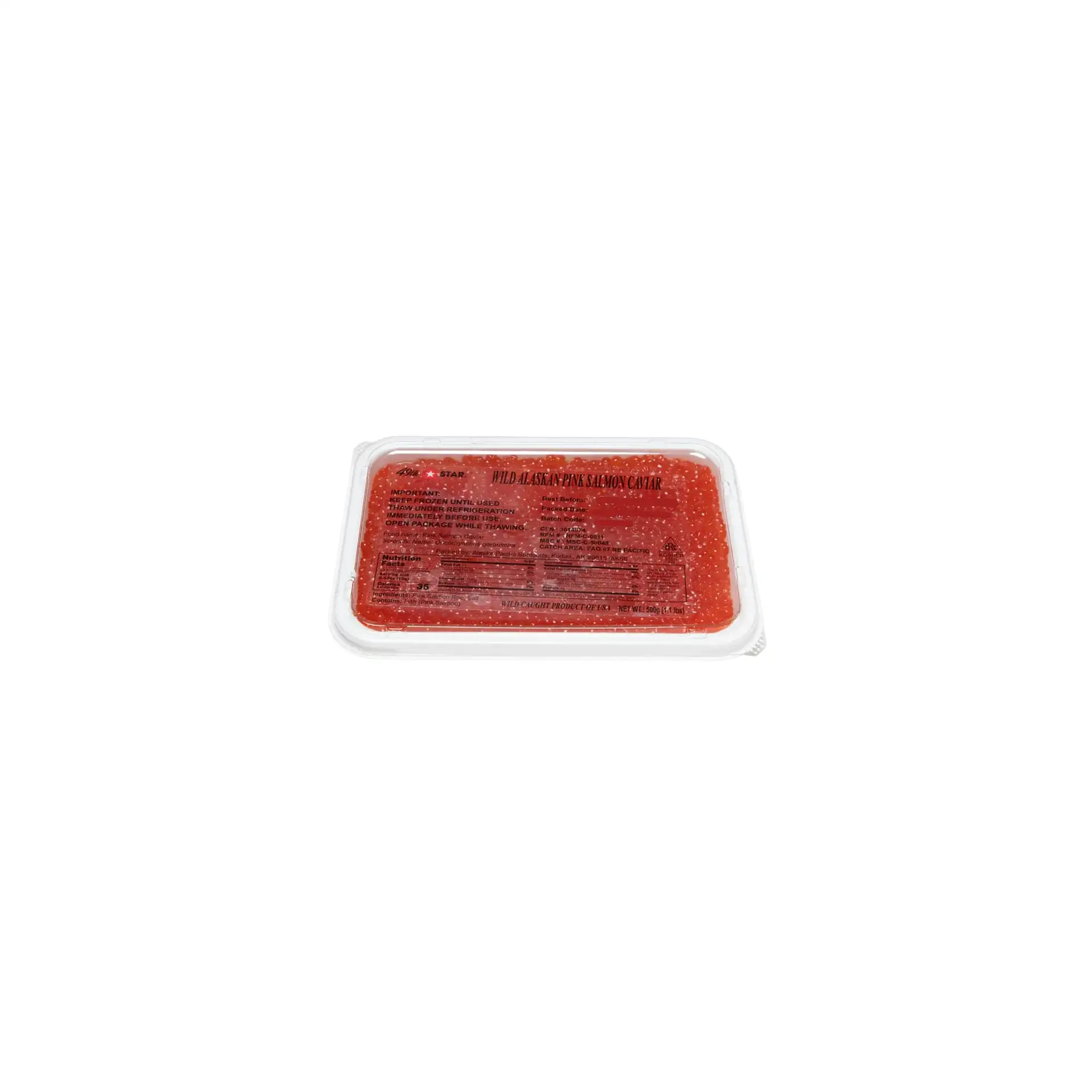 CAVIAR RED WILD ALASKAN PINK 49TH STAR KOSHER 1/500GR TRAY C108 (24)