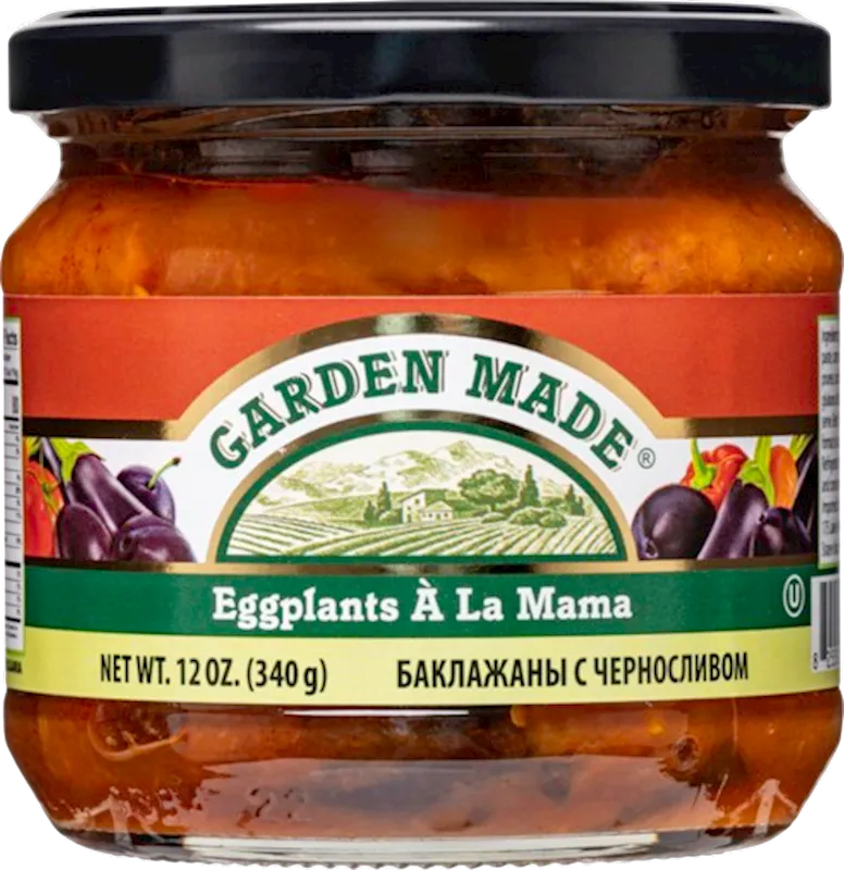 D- EGGPLANT W. PLUMS A LA MAMA 6/12 OZ (340GR) GARDEN MADE BULGARIA N49022