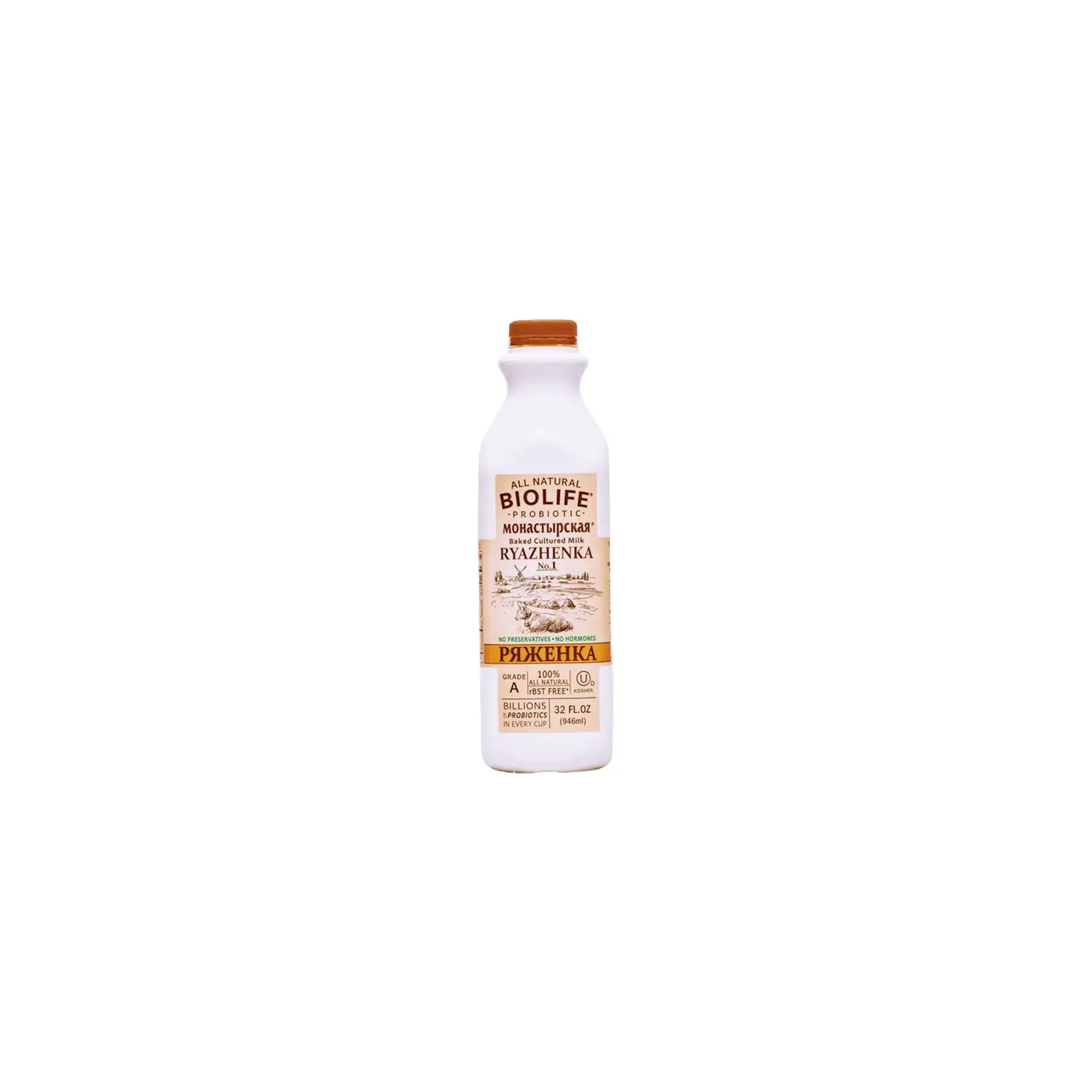 RYAZHENKA MONASTIRSKAYA BAKED W/CULTURED MILK 12/946ML BIOLIFE