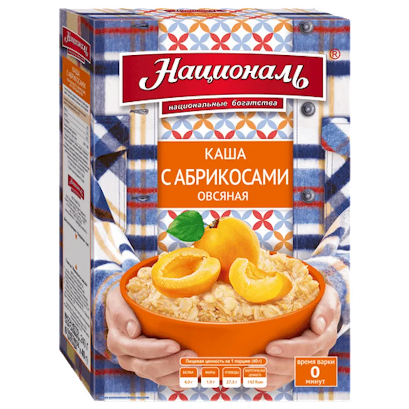 KASHA OATMEAL W/APRICOTS 12/(6X40GR) NATSIONAL N62