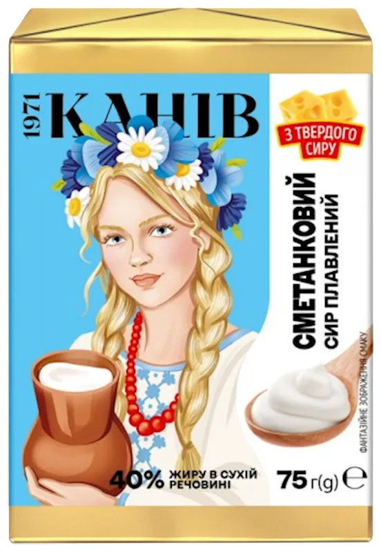 CHEESE PROCESSED SMETANKOVY 35% 24/75GR KANIV UKRAINE N0487