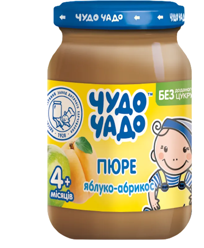 PUREE FOR BABY APPLE & APRICOT FROM 4 MONTHS 6/170GR CHUDO CHADO UKRAINE