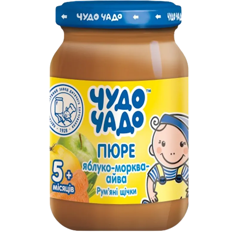 PUREE FOR BABY APPLE & CARROT & QUINCE FROM 5 MONTHS 6/170GR CHUDO CHADO UKRAINE