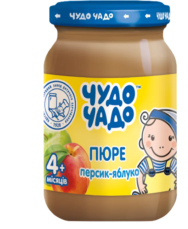 PUREE FOR BABY PEACH & APPLE FROM 4 MONTHS 6/170GR CHUDO CHADO UKRAINE