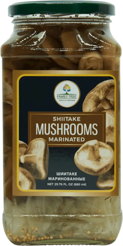MUSHROOMS SHIITAKE MARINATED 12/880ML FAMILY TREE