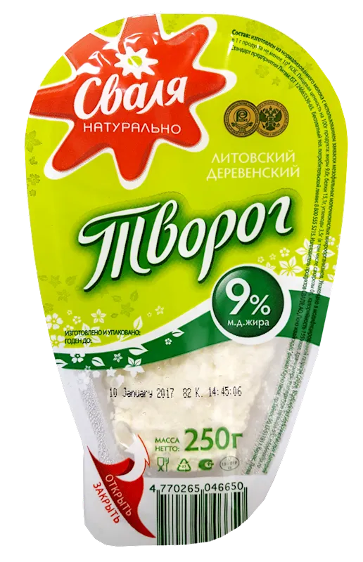 FARMER CHEESE FARMER'S 9% 6/250GR SVALIA  LITHUANIA SV507