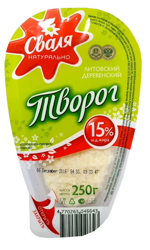 FARMER CHEESE FARMER'S 15% 6/250GR SVALIA  LITHUANIA SV508