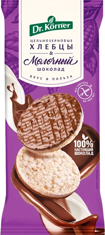 HLEBTSI DR.KORNER WHOLE GRAIN GLAZED MILK CHOCO 18/67GR RUSSIA N6308