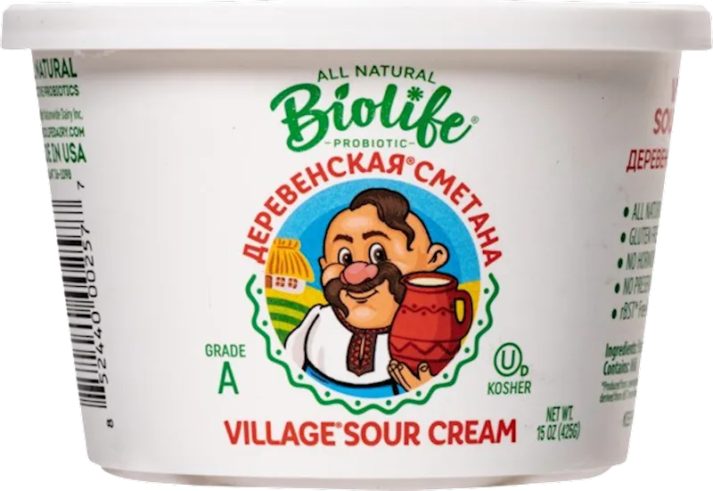 D- SOUR CREAM DEREVENSKAYA W/PROBIOTIC 12/425GR BIOLIFE